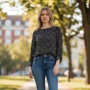 Banana Republic Blouse.  Black/Polkadot.  Size XS.